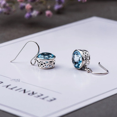 ZIRCON EARRING - BLUE SEA